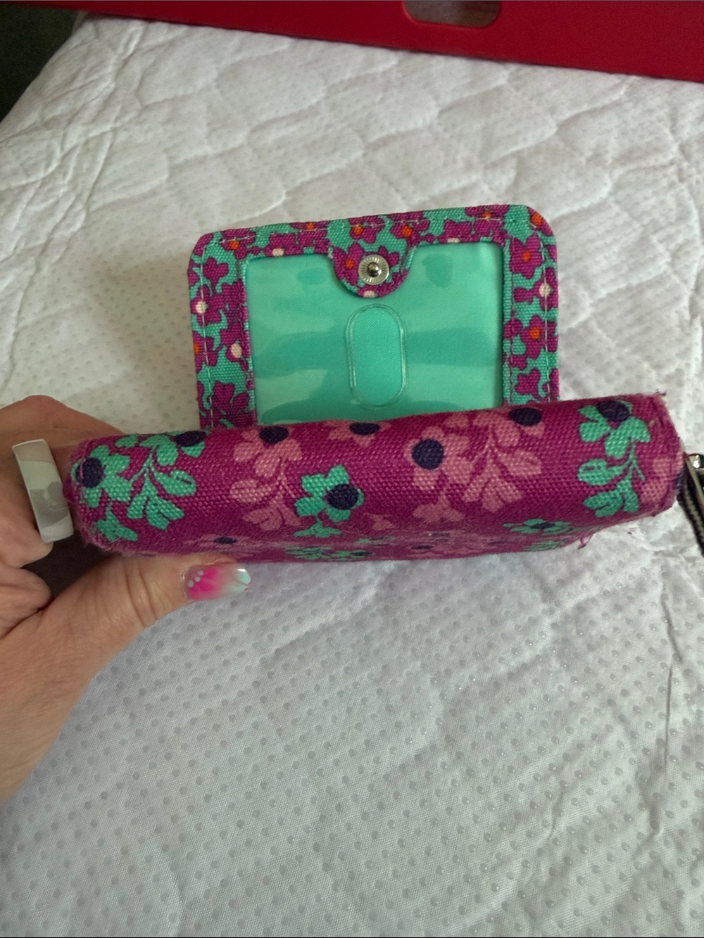 Vera Bradley Teal and Magenta Floral Zip Wallet - Picture 8 of 8